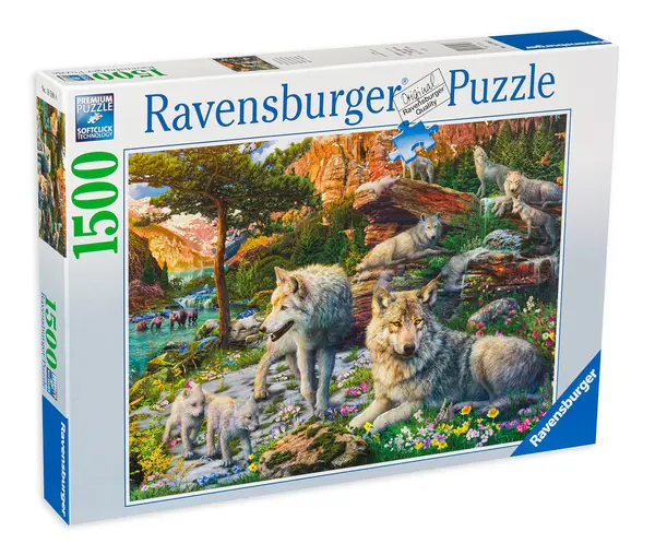 Puzzle Ravensburger din 1500 de piese - Frühlingswölfe