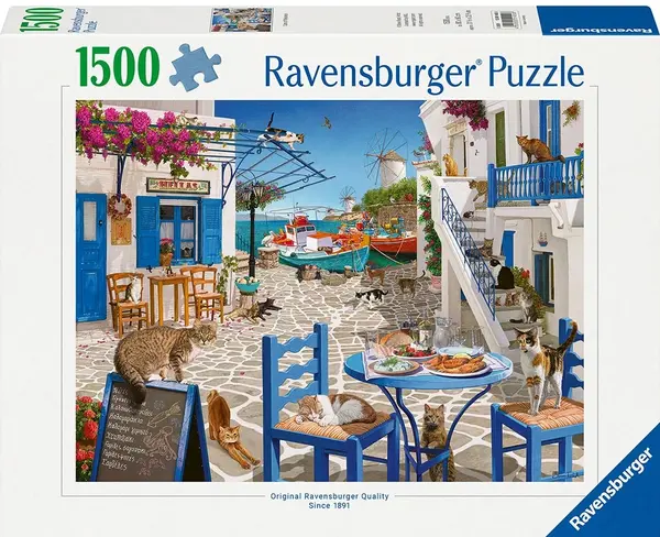 Puzzle Ravensburger din 1500 piese - Pisicile din Mykonos