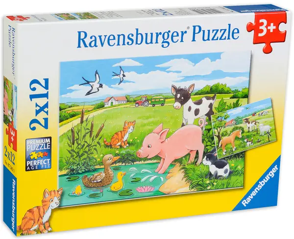 Puzzle Ravensburger din 2 x 12 de piese - Animale micute