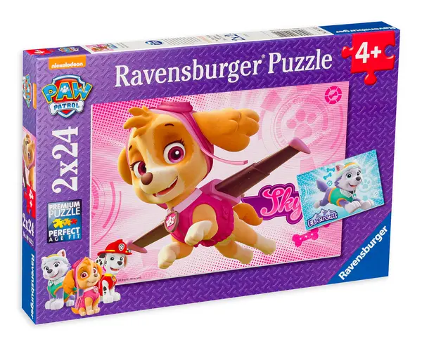 Puzzle Ravensburger din 2 x 24 de piese - Skye si Everest, Paw Patrol