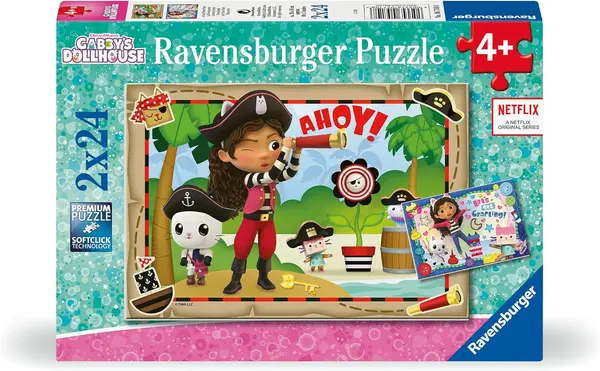 Puzzle Ravensburger din 2 x 24 piese - Casa de păpuși a lui Gaby