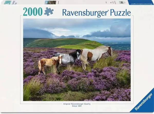 Puzzle Ravensburger din 2000 piese - Cai sălbatici în câmpie