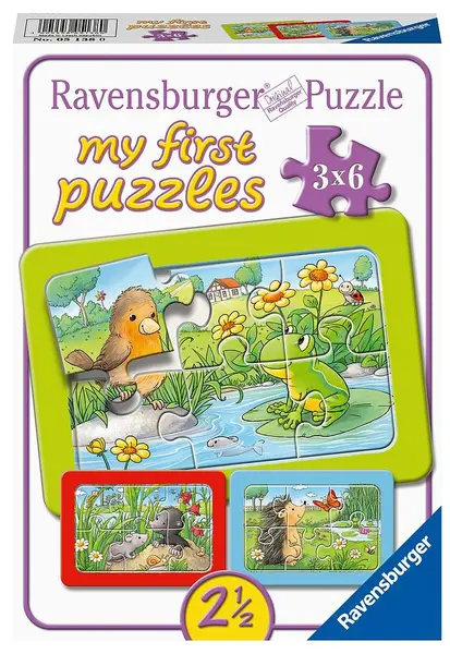 Puzzle Ravensburger din 3 х 6 piese - Small animals in the garden
