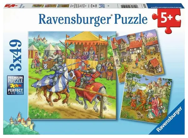 Puzzle Ravensburger din 3 x 49 piese - Cavaleri medievali