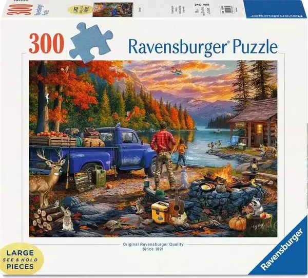 Puzzle Ravensburger din 300 piese - Apus de soare peste lac