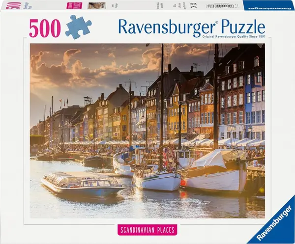Puzzle Ravensburger din 500 piese - Apus de soare la Copenhaga