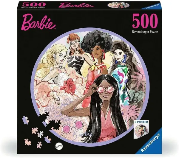 Puzzle rotund Ravensburger din 500 piese - Barbie
