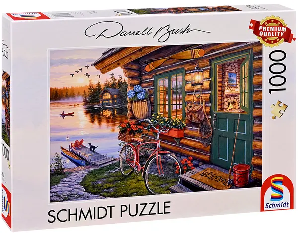 Puzzle Schmidt din 1000 de piese - Cabana de pe malul lacului