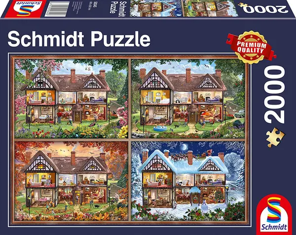 Puzzle Schmidt din 2000 de piese - Casa in cele patru anotimpuri