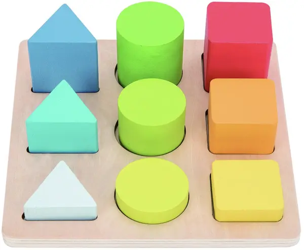 Puzzle-sortator din lemn Tooky Toy - Forme și culori