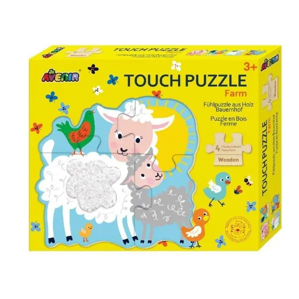 Puzzle tactil din lemn - Scratch - Ferma | Avenir