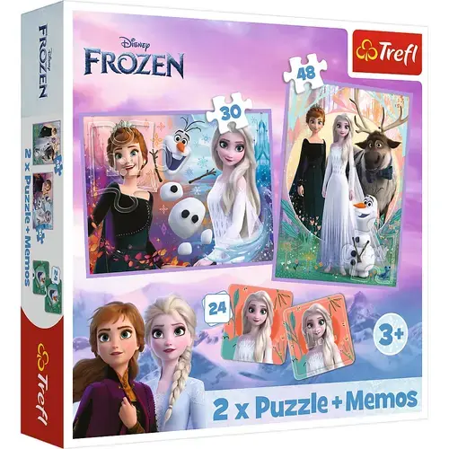 Puzzle Trefl 2 in 1 Memo Disney Frozen, Printesele si taramul lor
