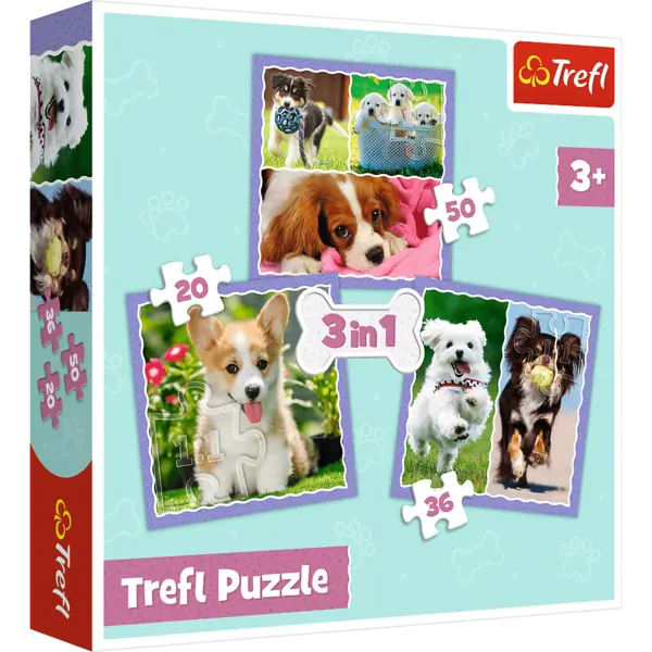 Puzzle Trefl 3 in 1 - Catelusi minunati