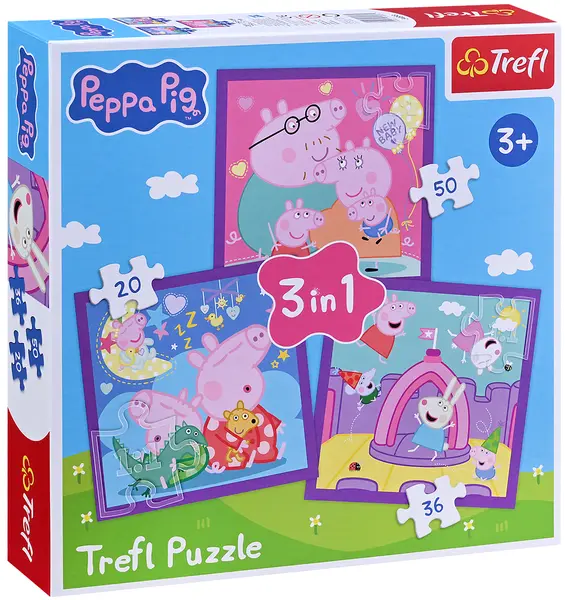Puzzle Trefl 3 în 1 - Obiceiurile Peppei Pig