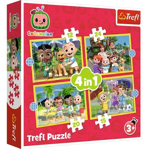 Puzzle Trefl 4 in 1 Cocomelon, Prezentarea familiei, 12/15/20/24 piese
