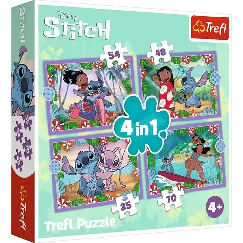 Puzzle Trefl 4 In 1, Disney Stitch, Ziua Fermecata