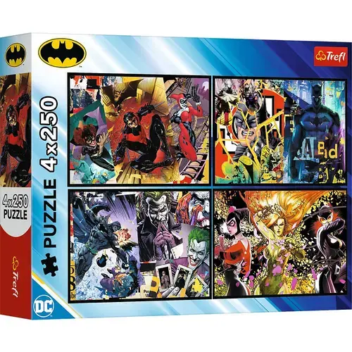 Puzzle Trefl Batman DC Batman in Actiune, 4 x 250 piese