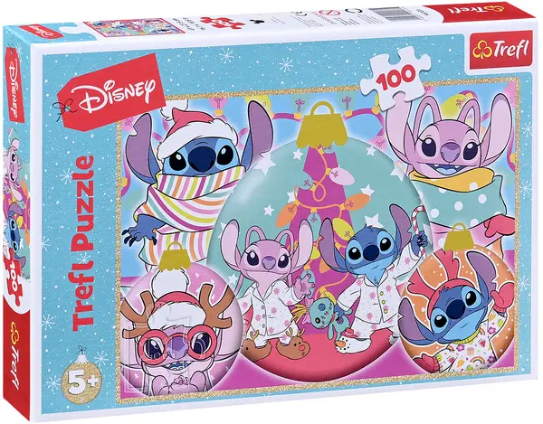 Puzzle Trefl de 100 piese – Crăciunul lui Stitch și Angel