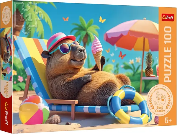 Puzzle Trefl din 100 piese - Capibara relaxantă