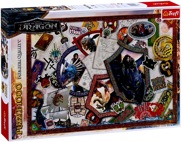 Puzzle Trefl din 1000 piese - Cum să-ți dresezi dragonul - eroi