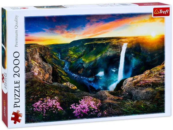 Puzzle Trefl din 2000 de piese - Háifoss Waterfall, Iceland