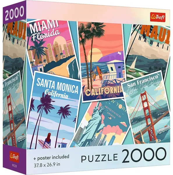 Puzzle Trefl din 2000 piese - Călătorind prin SUA