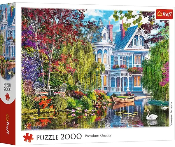 Puzzle Trefl din 2000 piese - Casă lângă lac