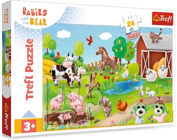 Puzzle Trefl din 24 maxi piese - Animalele și puii lor