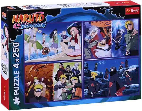 Puzzle Trefl din 4 x 250 piese - Aventurile lui Naruto Uzumaki