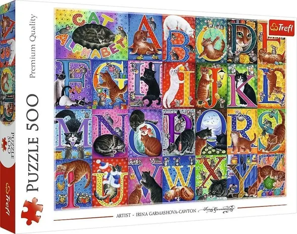 Puzzle Trefl din 500 piese - Alfabetul pisicii