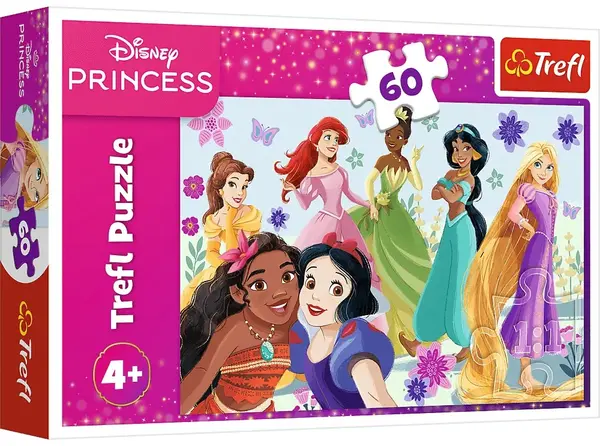 Puzzle Trefl din 60 piese- Prințesele Disney în acțiune