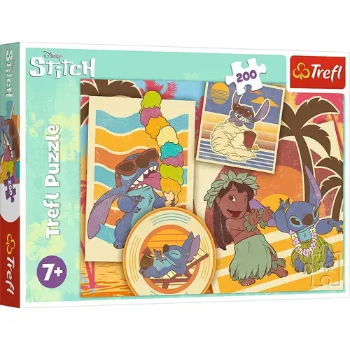Puzzle Trefl, Disney Stitch, La Plaja cu Lilo si Stitch, 200 piese