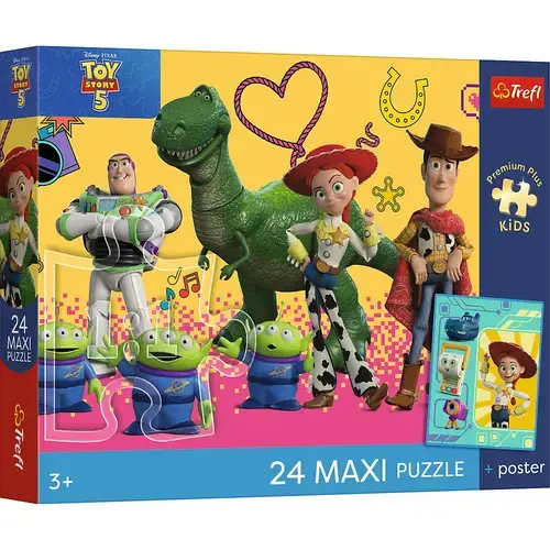 Puzzle Trefl Maxi Premium Plus Kids Toy Story 5 si prietenii, poster inclus, 24 de piese