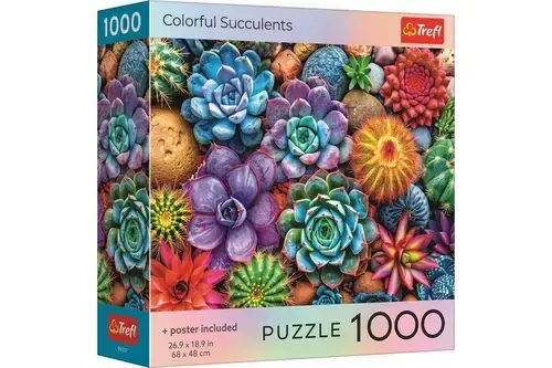 Puzzle Trefl Suculente colorate, poster inclus, 1000 de piese