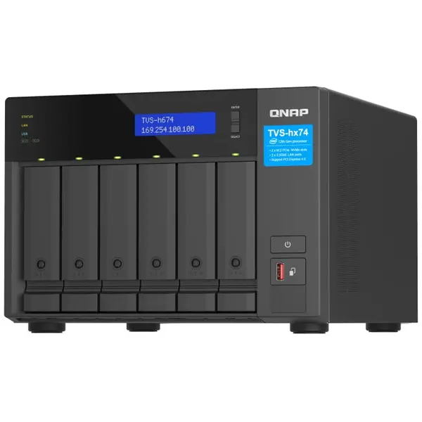 QNAP QNAP TVS-h674-i5-32G NAS Tower, 6 disk bays, Intel Core i5-12400 6-core 12-thread processor, up to 4.4GHz