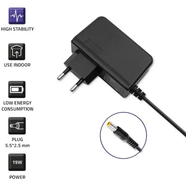 QOLTEC Adaptor AC, Qoltec, 19W, 9V, 2.1A, 5.5 x 2.5