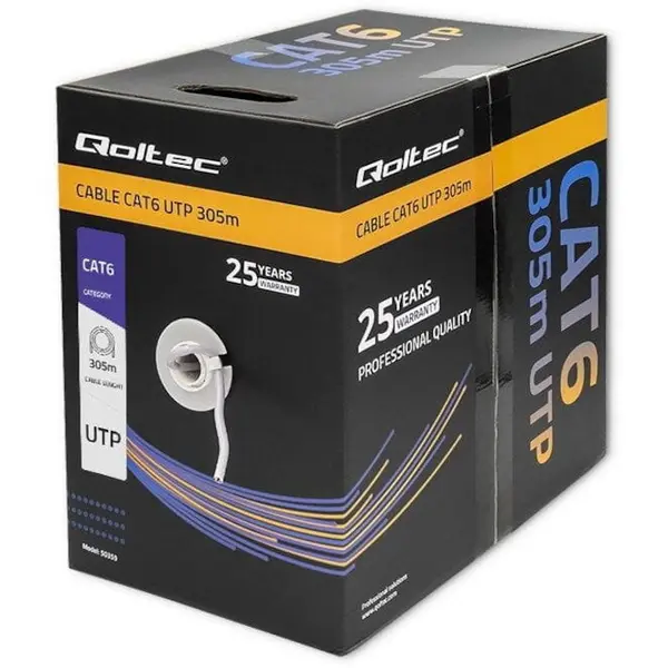 QOLTEC Cablu De Retea Utp, Qoltec, Cat6, 305m, Pvc, Gri, Cat6, Utp, 305 m, Pvc Gri, Destinat Instalarilor Interioare, Transmiterea Datelor Si Energiei