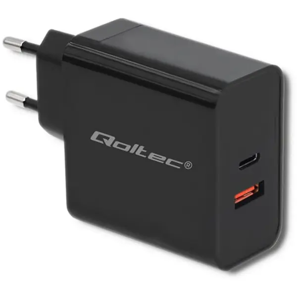 QOLTEC Incarcator Retea Qoltec, 63W, 5-20V, 1,5-3A, USB tip C PD, USB QC 3.0, Negru