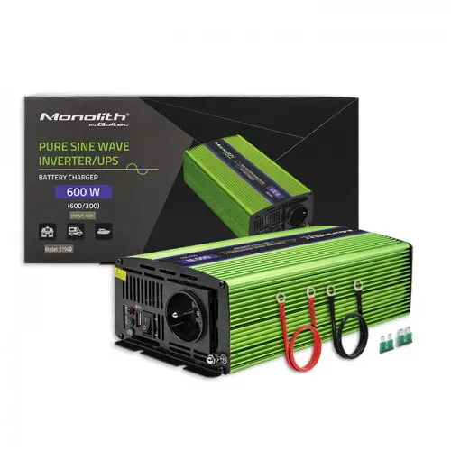 QOLTEC Invertor de tensiune Qoltec Monolith, 51940, 300W, Unda sinusoidala pura, functie UPS