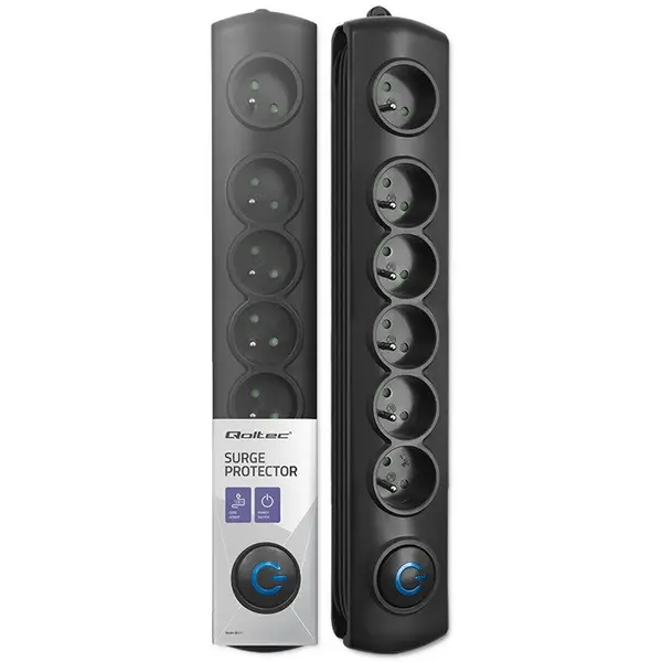 QOLTEC Prelungitor Qoltec | 6 prize | 1,8m | Negru