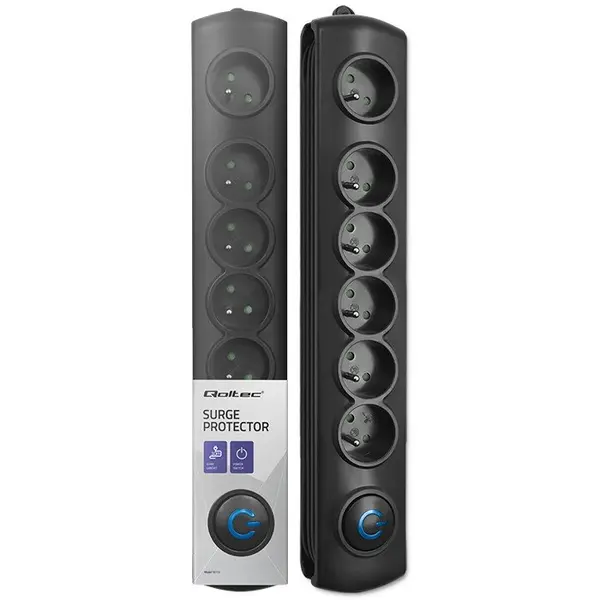 QOLTEC Prelungitor Qoltec , 6 prize , 3m , negru