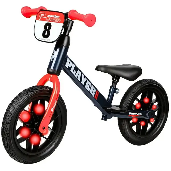 Qplay Bicicleta de echilibru Qplay Player, impingator cu platforma pentru picioare si roti din cauciuc, Rosu