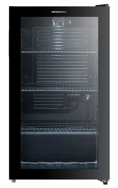 Racitor de bauturi HEINNER HBC-M93BKE, 93 l, Clasa E, 115 doze (335 ml), Lumina LED, 3 rafturi, Usa reversibila, H 84.5 cm (Negru)