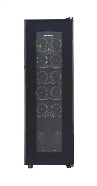 Racitor de vinuri HEINNER HRV-A45DRM12, 45 l, 12 sticle (750 ml), Display LED, Lumina LED, 5 rafturi metalice, H 84 cm (Negru)