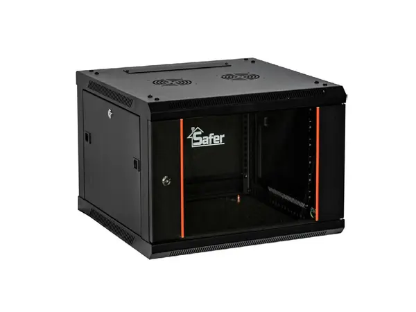 Rack 12U de perete, 600x600, usa din sticla securizata, yala cu cheie, Safer SAF-WMA-6612