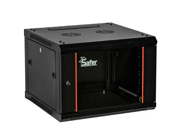 Rack 6U cu montaj pe perete, 600x450, usa din sticla securizata, yala cu cheie, Safer SAF-WMA-6406