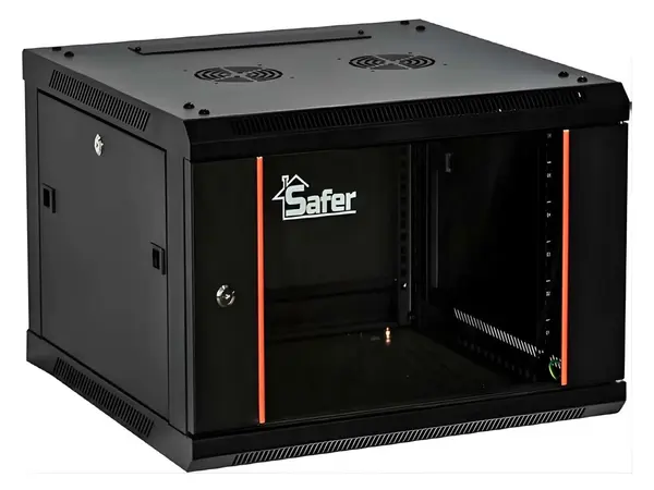 Rack 6U de perete, 600x600, yala cu cheie, usa de sticla securizata, Safer SAF-WMA-6606