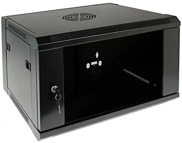 Rack de perete 6U, SOHO, 540x450mm, usa din sticla securizata, yala cu cheie, Safer SAF-WMQ5406