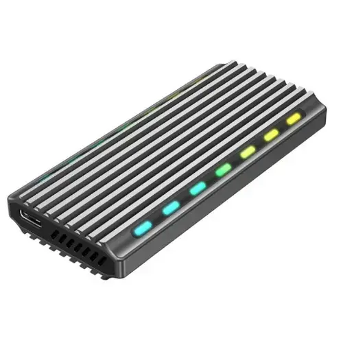 Rack extern GEMBIRD, pt. SSD, M.2, M.2, interfata PC USB 3.1, RGB LED backlight, aluminiu (Argintiu)