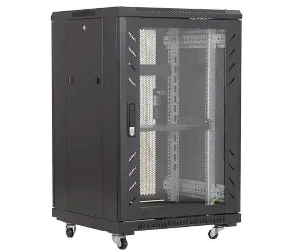 Rack podea 19", 27U, 600x800, metalic, negru, usa din sticla securizata, Asytech, ASY-27U-6080E